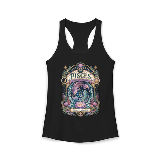 Pisces Zodiac Women's Racerback Tank – Ornate Fish Artwork