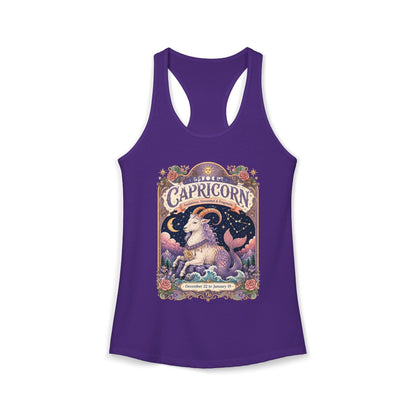 Capricorn Zodiac Women's Racerback Tank – Ornate Sea Goat Artwork