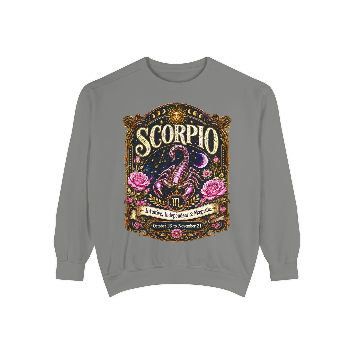Scorpio Zodiac Garment-Dyed Sweatshirt – Mystic Scorpion Artwork