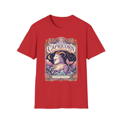 Capricorn Zodiac Softstyle T-Shirt – Celestial Sea Goat Artwork