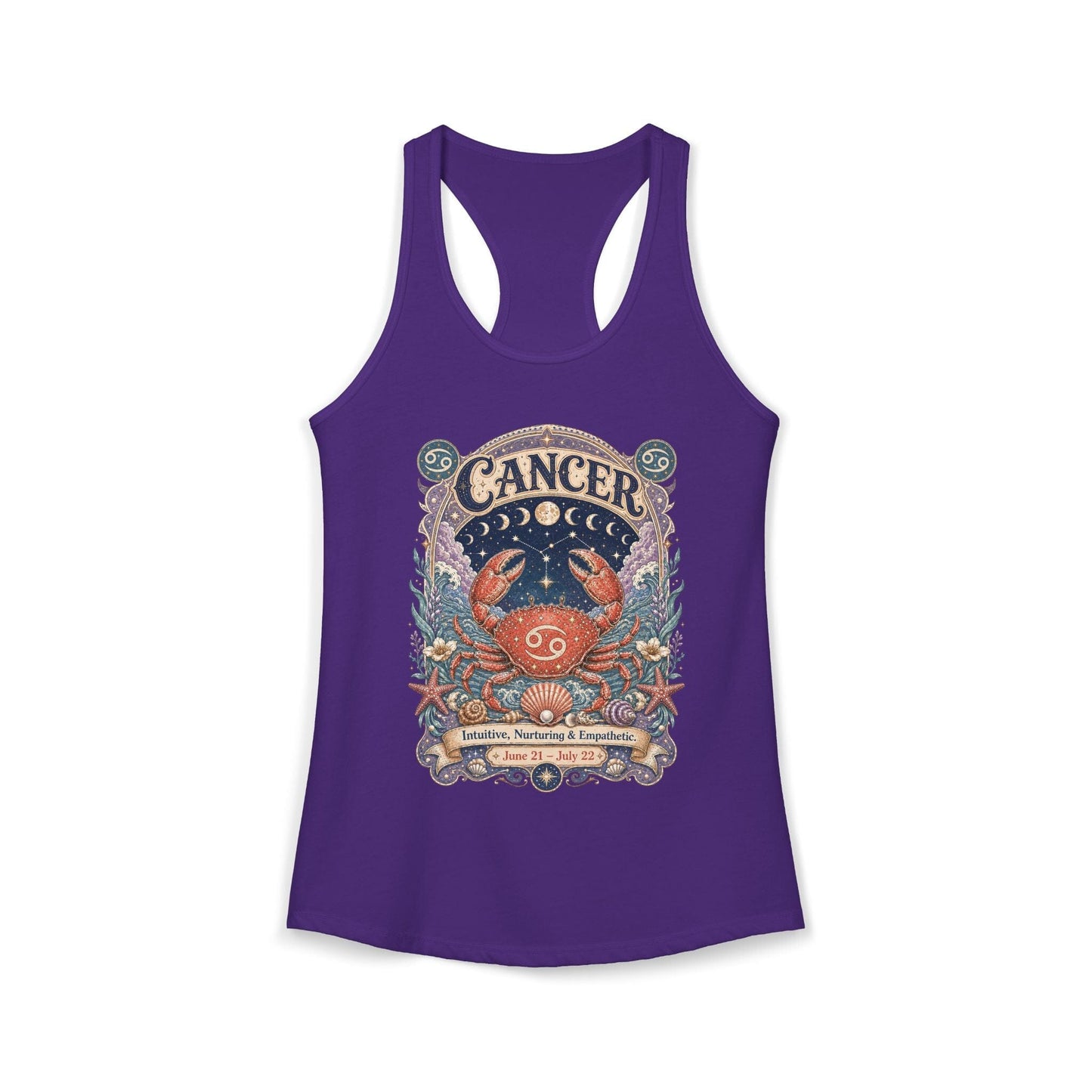 Cancer Zodiac Women's Racerback Tank – Ornate Crab Artwork