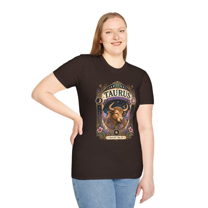 Taurus Zodiac Softstyle T-Shirt – Celestial Bull Artwork