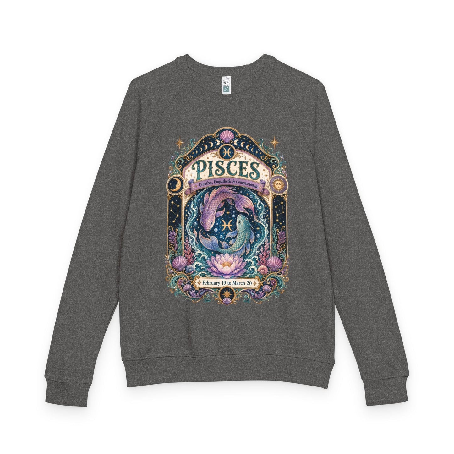 Pisces Zodiac Raglan Sweatshirt – Ethereal Fish Artwork