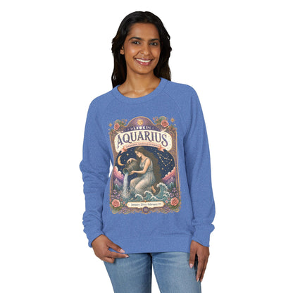 Aquarius Zodiac Raglan Sweatshirt – Ethereal Water Bearer Artwork