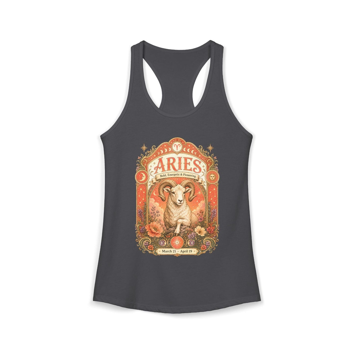 Aries Zodiac Women's Racerback Tank – Ornate Ram Artwork