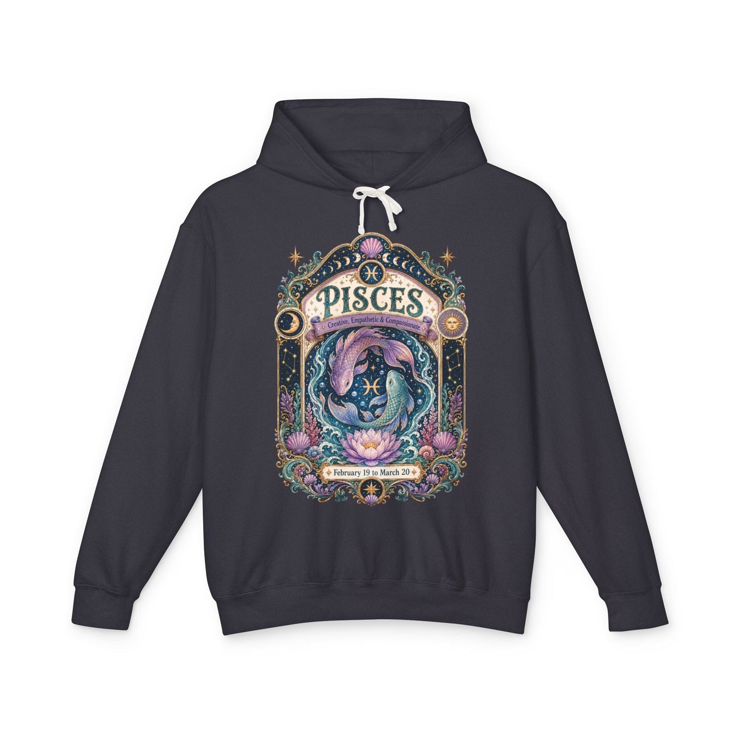 Pisces Zodiac Hooded Sweatshirt – Enchanted Fish Artwork