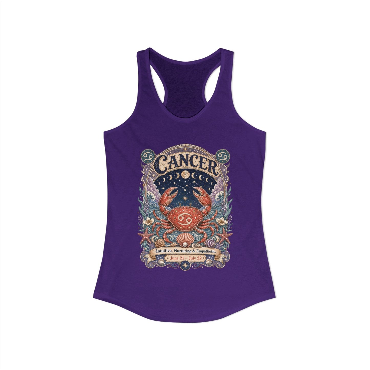 Cancer Zodiac Women's Racerback Tank – Ornate Crab Artwork