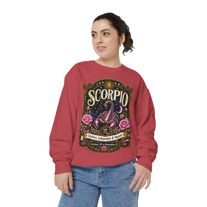 Scorpio Zodiac Garment-Dyed Sweatshirt – Mystic Scorpion Artwork