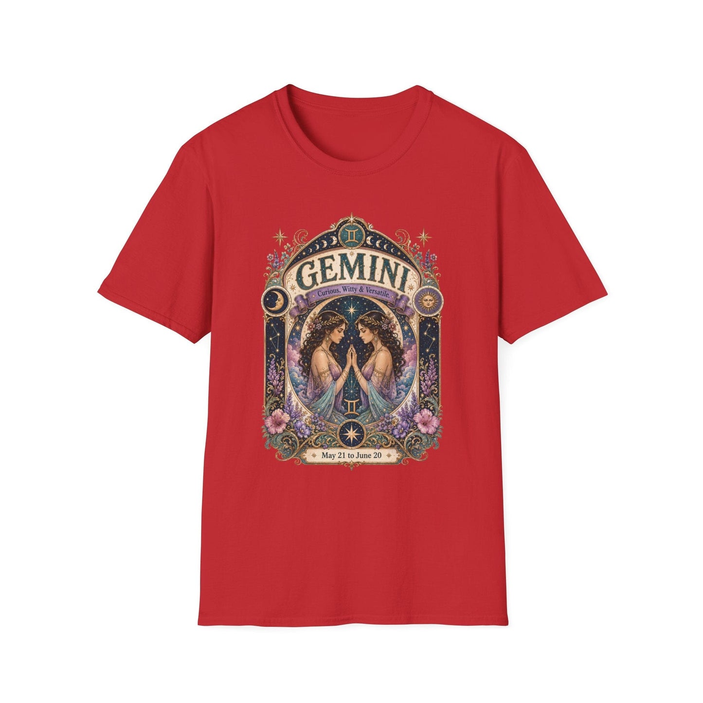 Gemini Zodiac Softstyle T-Shirt – Celestial Twins Artwork