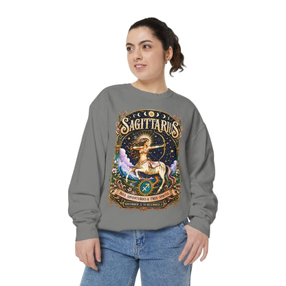 Sagittarius Zodiac Garment-Dyed Sweatshirt – Mystic Archer Artwork