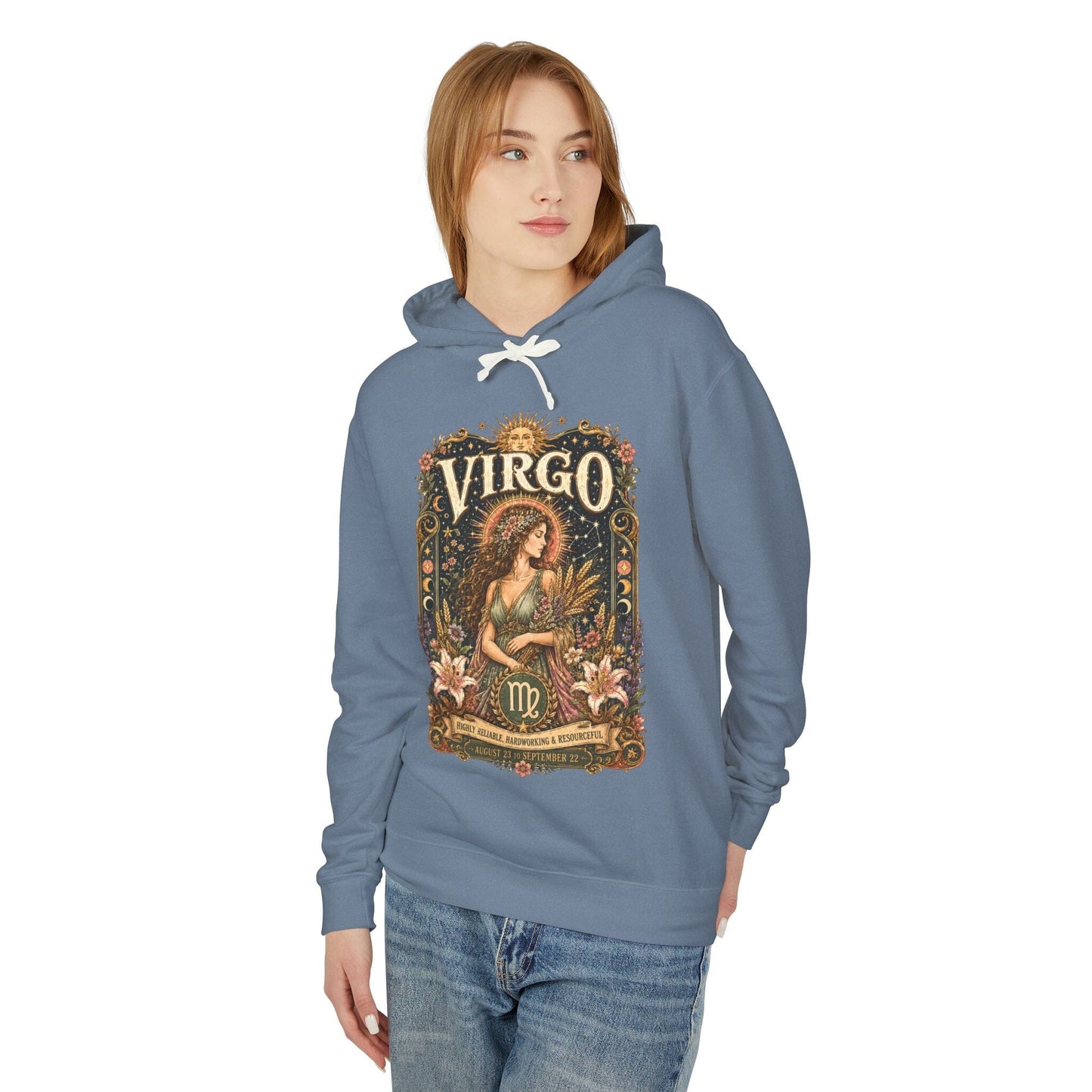 Virgo Zodiac Hooded Sweatshirt – Enchanted Maiden Artwork