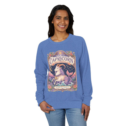 Capricorn Zodiac Raglan Sweatshirt – Ethereal Sea Goat Artwork