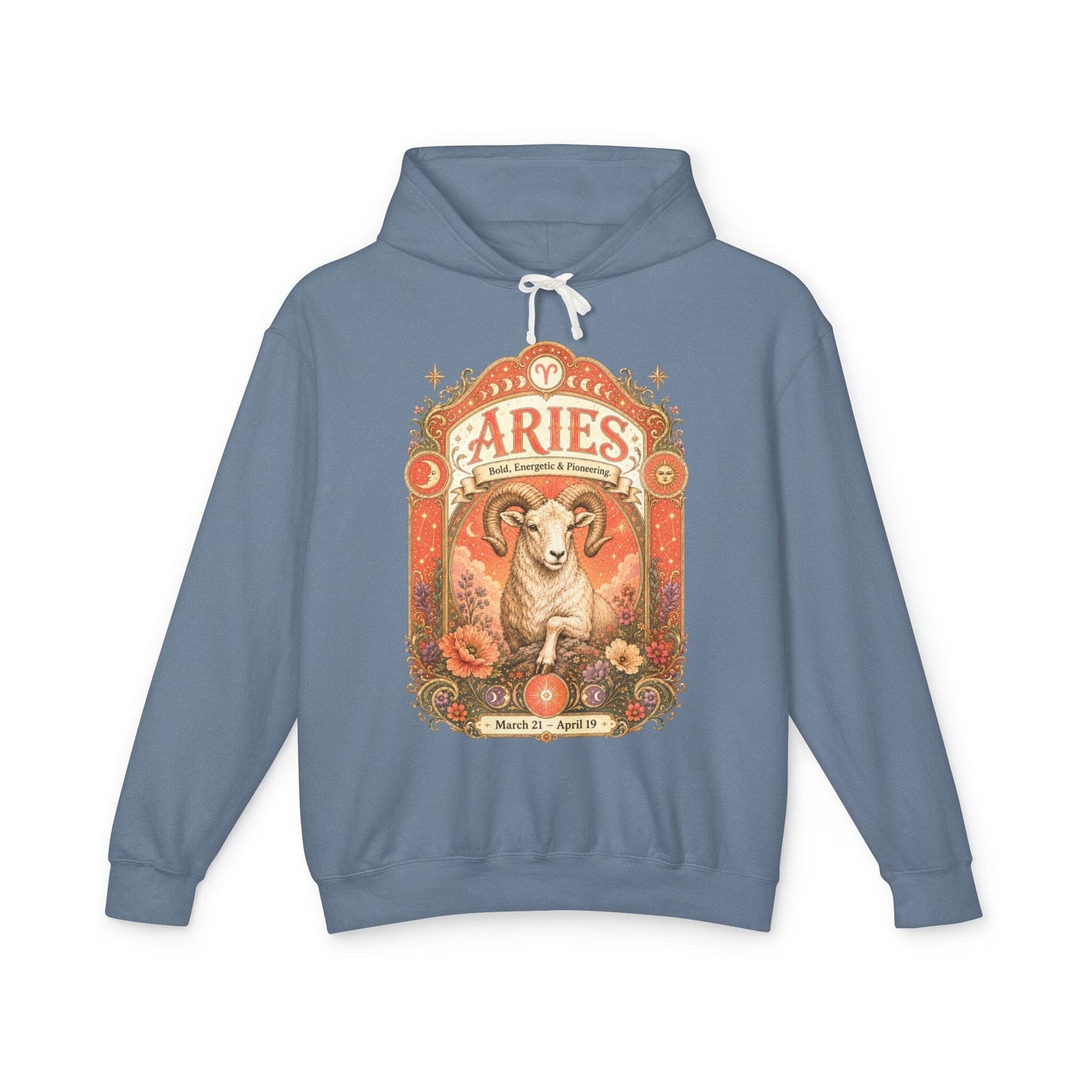 Aries Zodiac Hooded Sweatshirt – Enchanted Ram Artwork