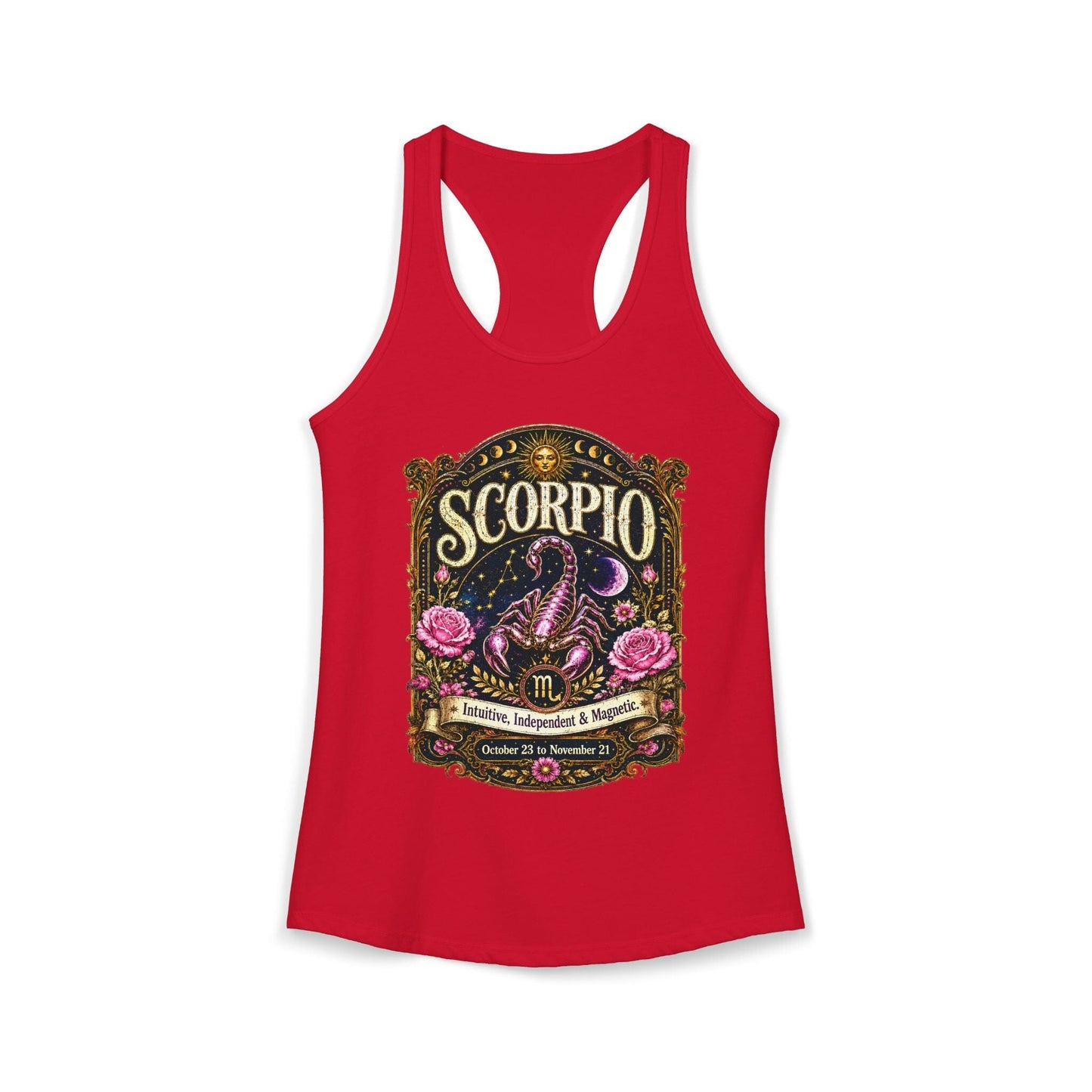 Scorpio Zodiac Women's Racerback Tank – Ornate Scorpion Artwork
