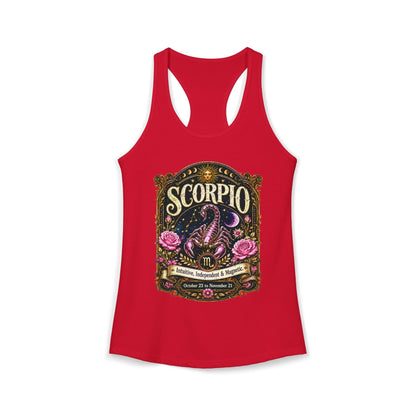 Scorpio Zodiac Women's Racerback Tank – Ornate Scorpion Artwork