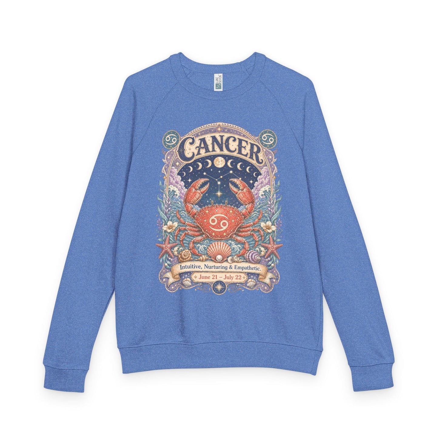 Cancer Zodiac Raglan Sweatshirt – Ethereal Crab Artwork