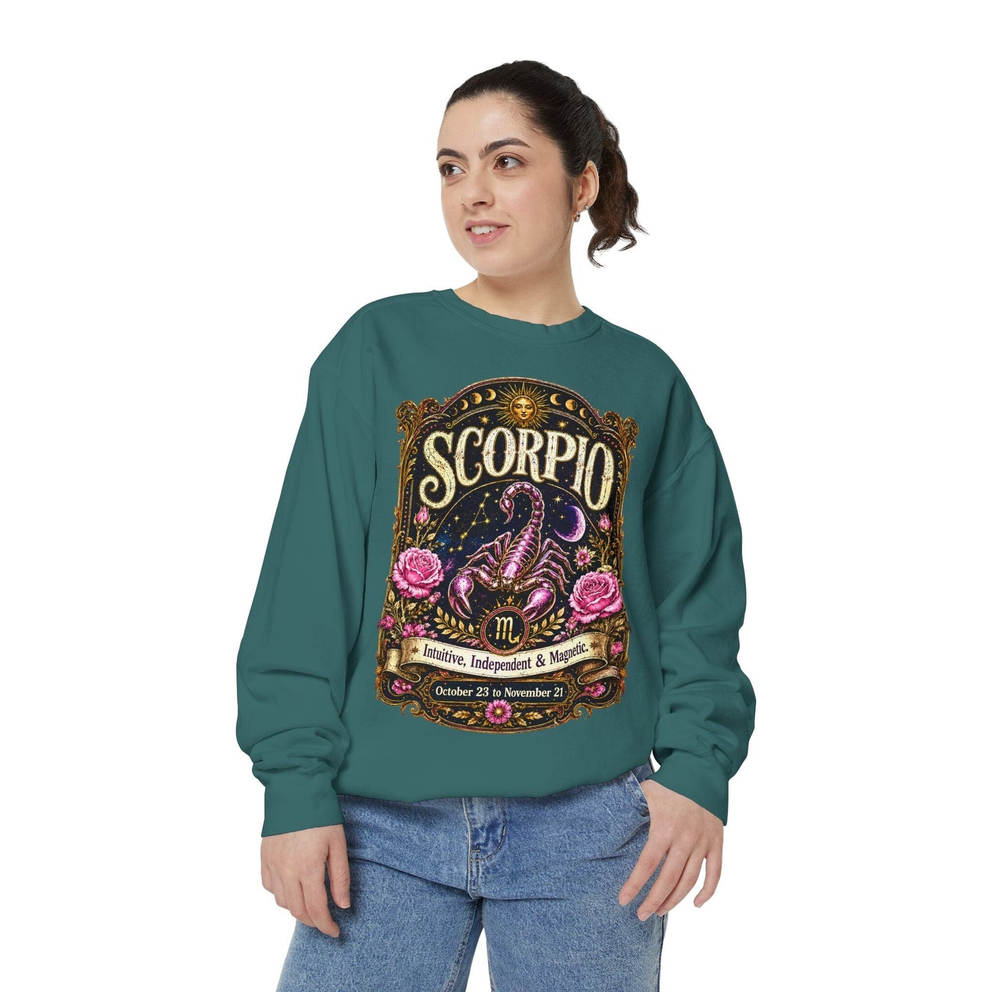 Scorpio Zodiac Garment-Dyed Sweatshirt – Mystic Scorpion Artwork