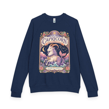 Capricorn Zodiac Raglan Sweatshirt – Ethereal Sea Goat Artwork