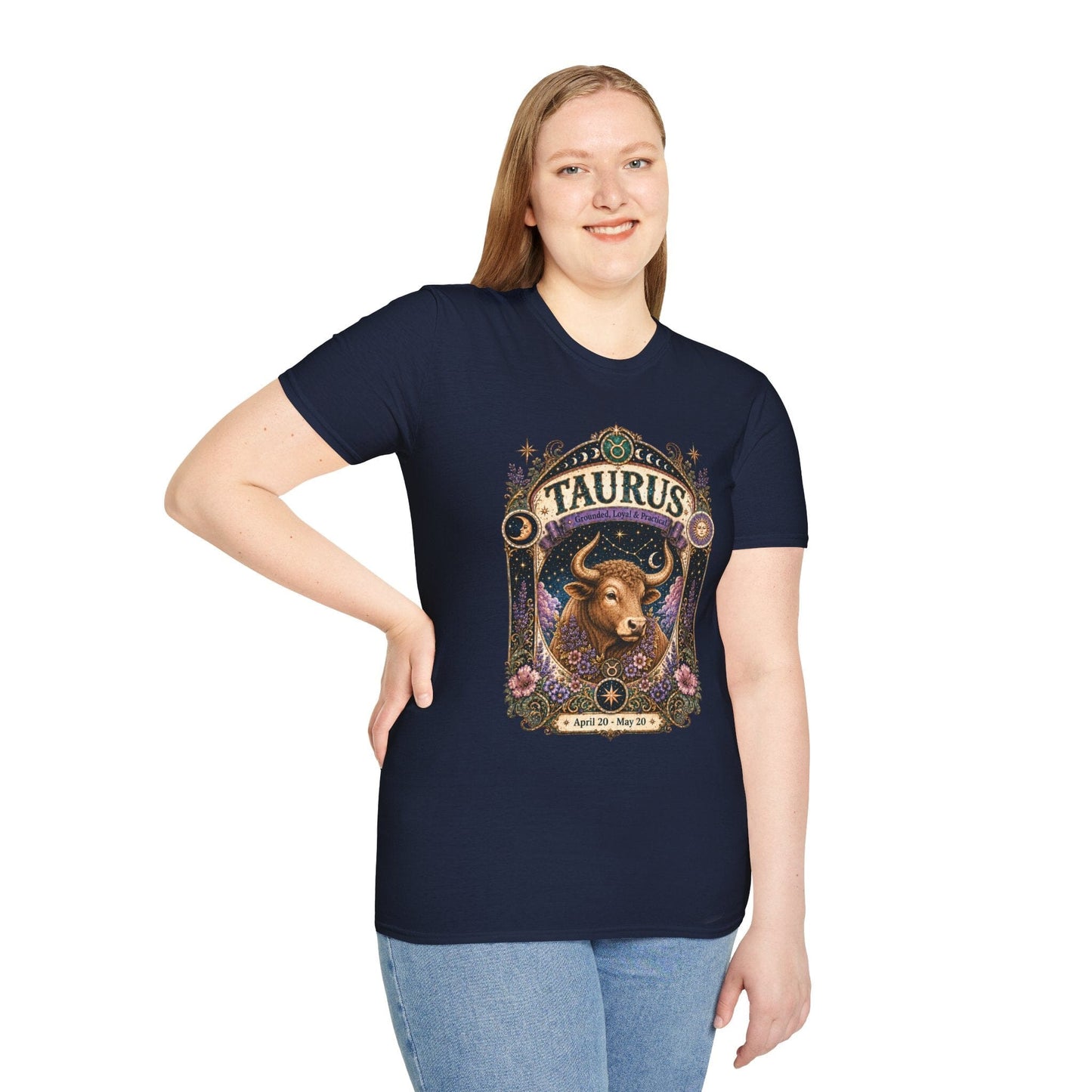 Taurus Zodiac Softstyle T-Shirt – Celestial Bull Artwork