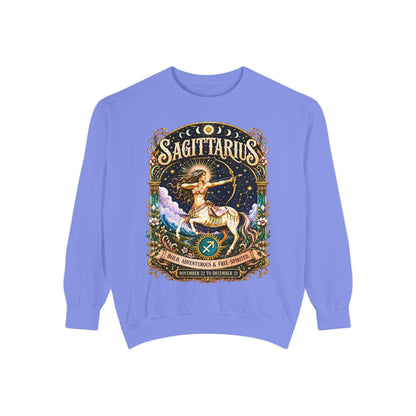 Sagittarius Zodiac Garment-Dyed Sweatshirt – Mystic Archer Artwork