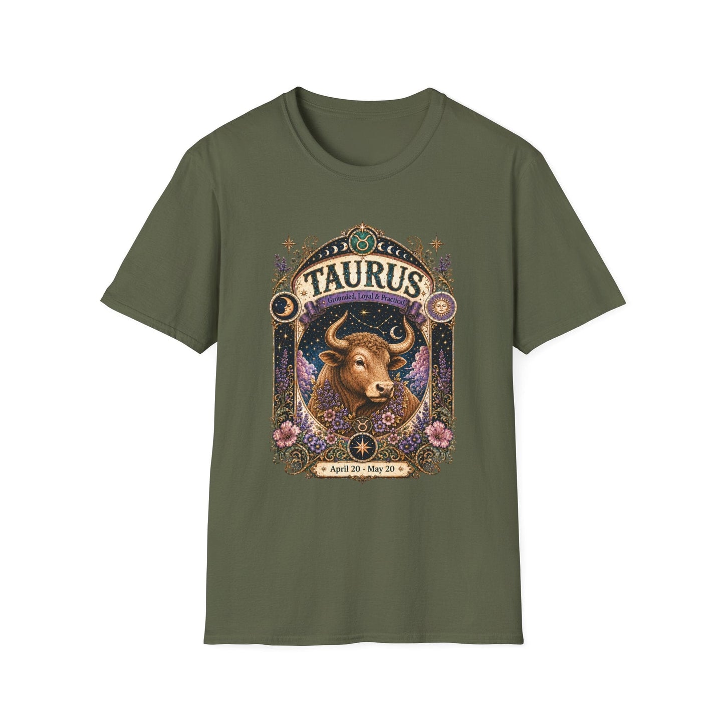 Taurus Zodiac Softstyle T-Shirt – Celestial Bull Artwork