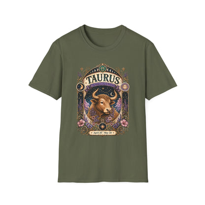 Taurus Zodiac Softstyle T-Shirt – Celestial Bull Artwork