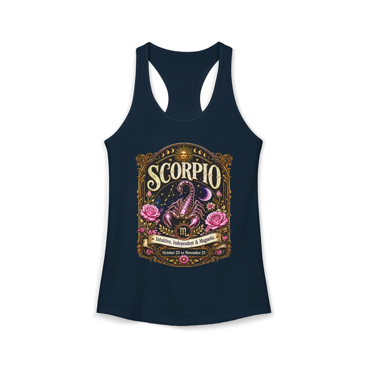 Scorpio Zodiac Women's Racerback Tank – Ornate Scorpion Artwork