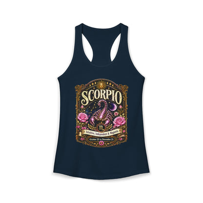 Scorpio Zodiac Women's Racerback Tank – Ornate Scorpion Artwork