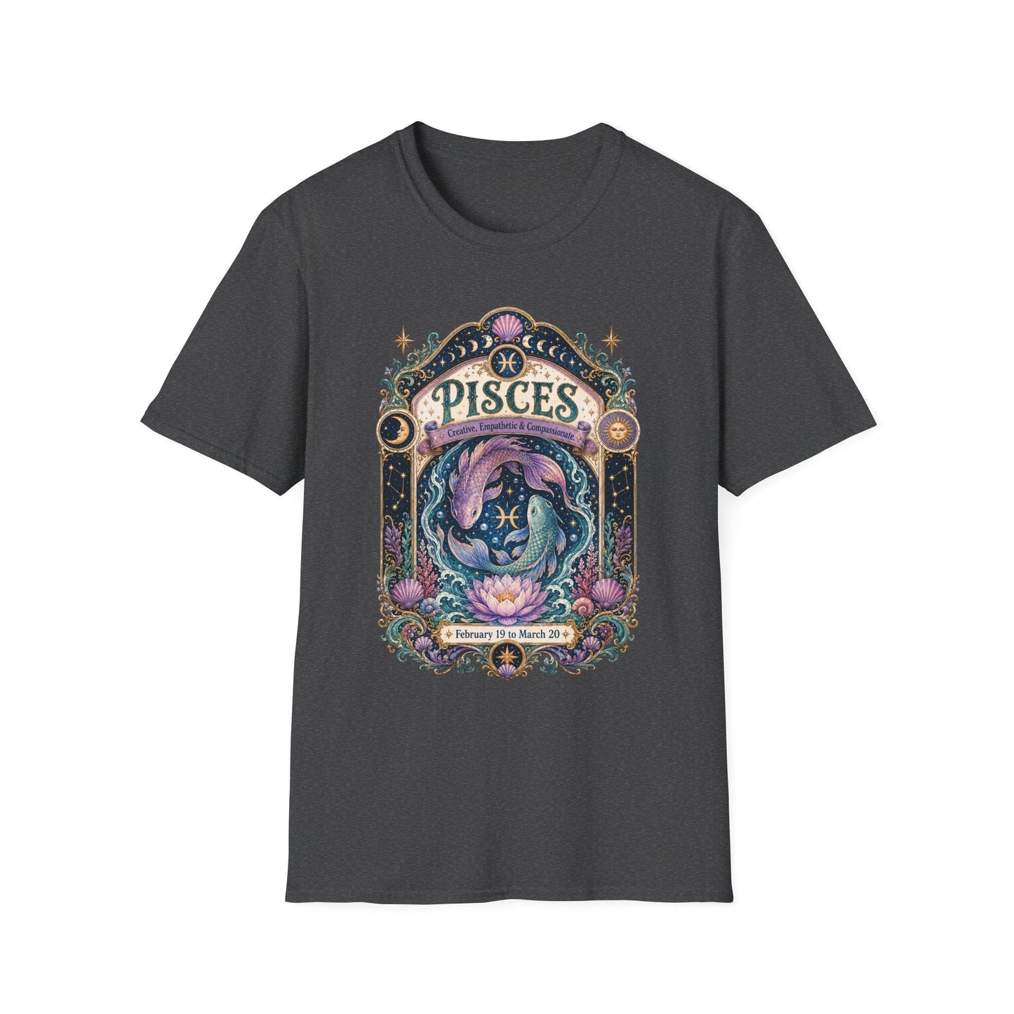 Pisces Zodiac Softstyle T-Shirt – Celestial Fish Artwork