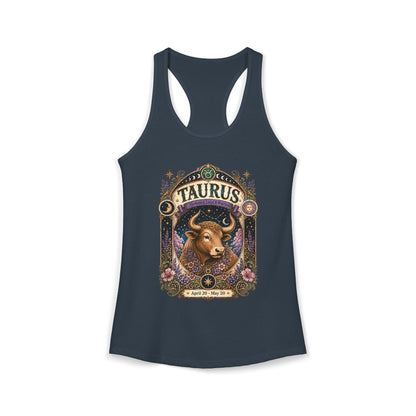 Taurus Zodiac Women's Racerback Tank – Ornate Bull Artwork