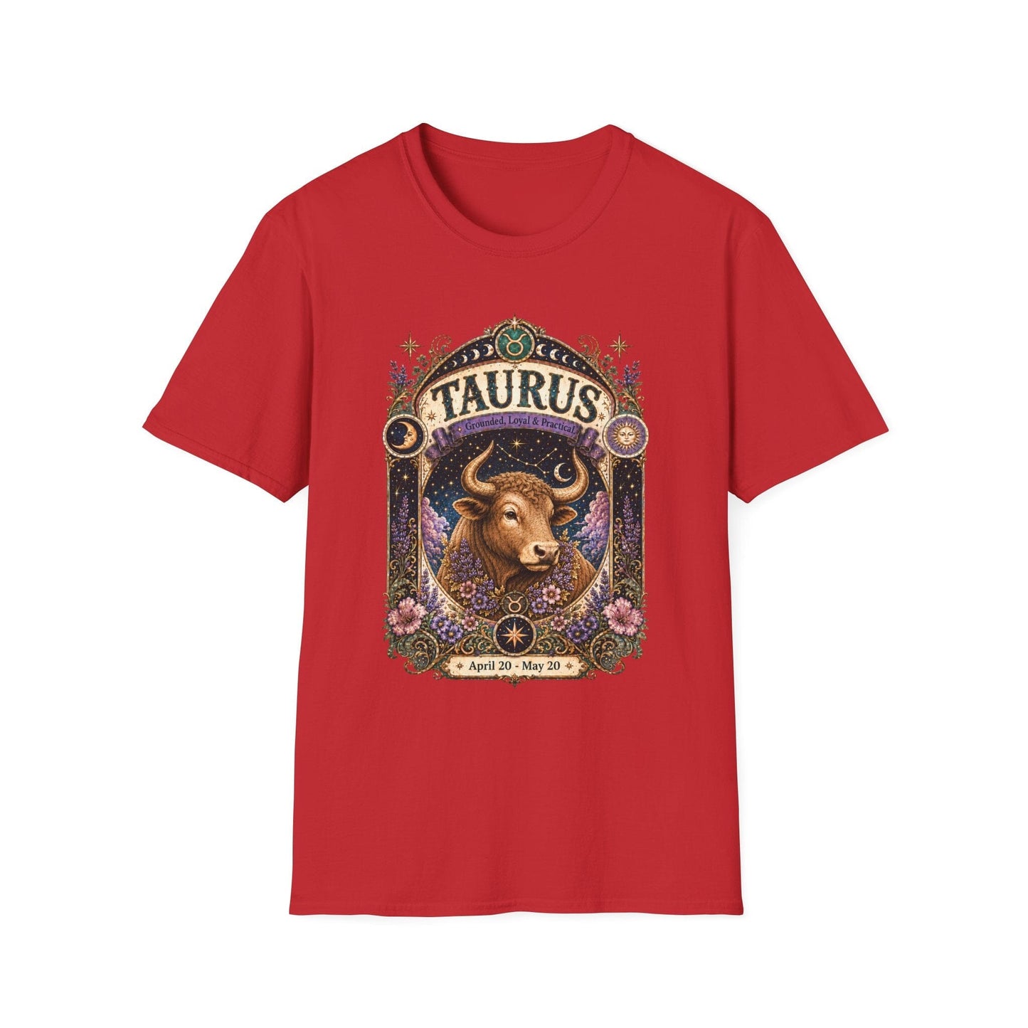 Taurus Zodiac Softstyle T-Shirt – Celestial Bull Artwork