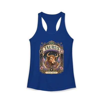 Taurus Zodiac Women's Racerback Tank – Ornate Bull Artwork