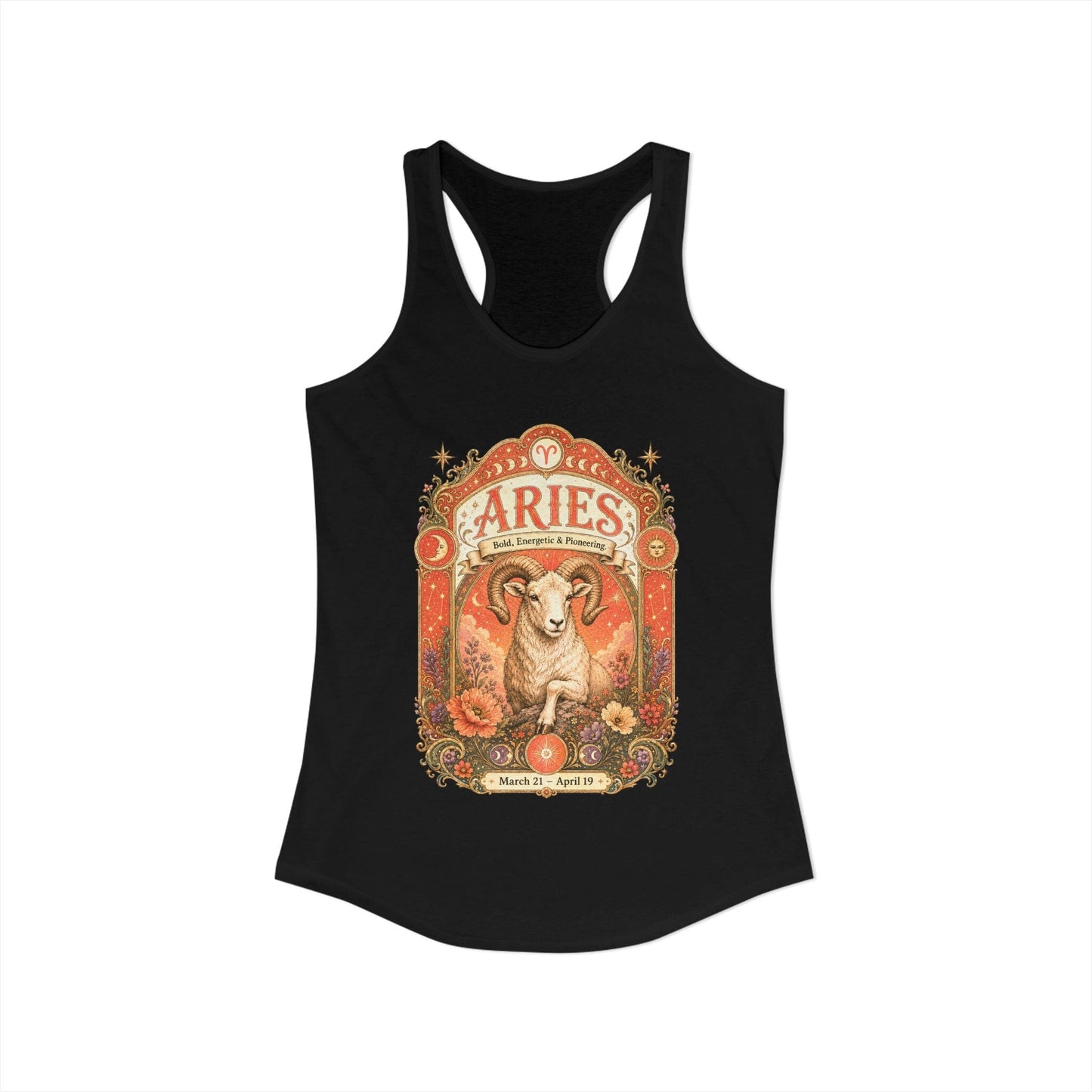 Aries Zodiac Women's Racerback Tank – Ornate Ram Artwork