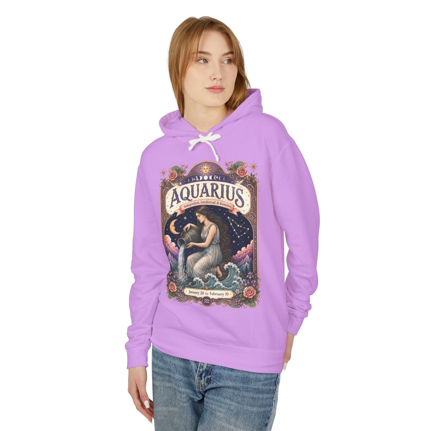 Aquarius Zodiac Hooded Sweatshirt – Enchanted Water Bearer Artwork