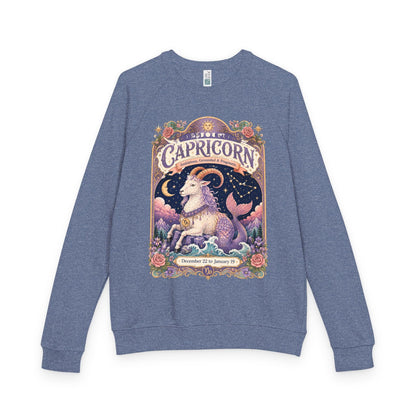 Capricorn Zodiac Raglan Sweatshirt – Ethereal Sea Goat Artwork