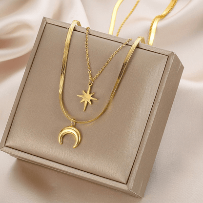 Radiant Star and Moon Necklace