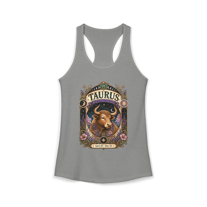 Taurus Zodiac Women's Racerback Tank – Ornate Bull Artwork