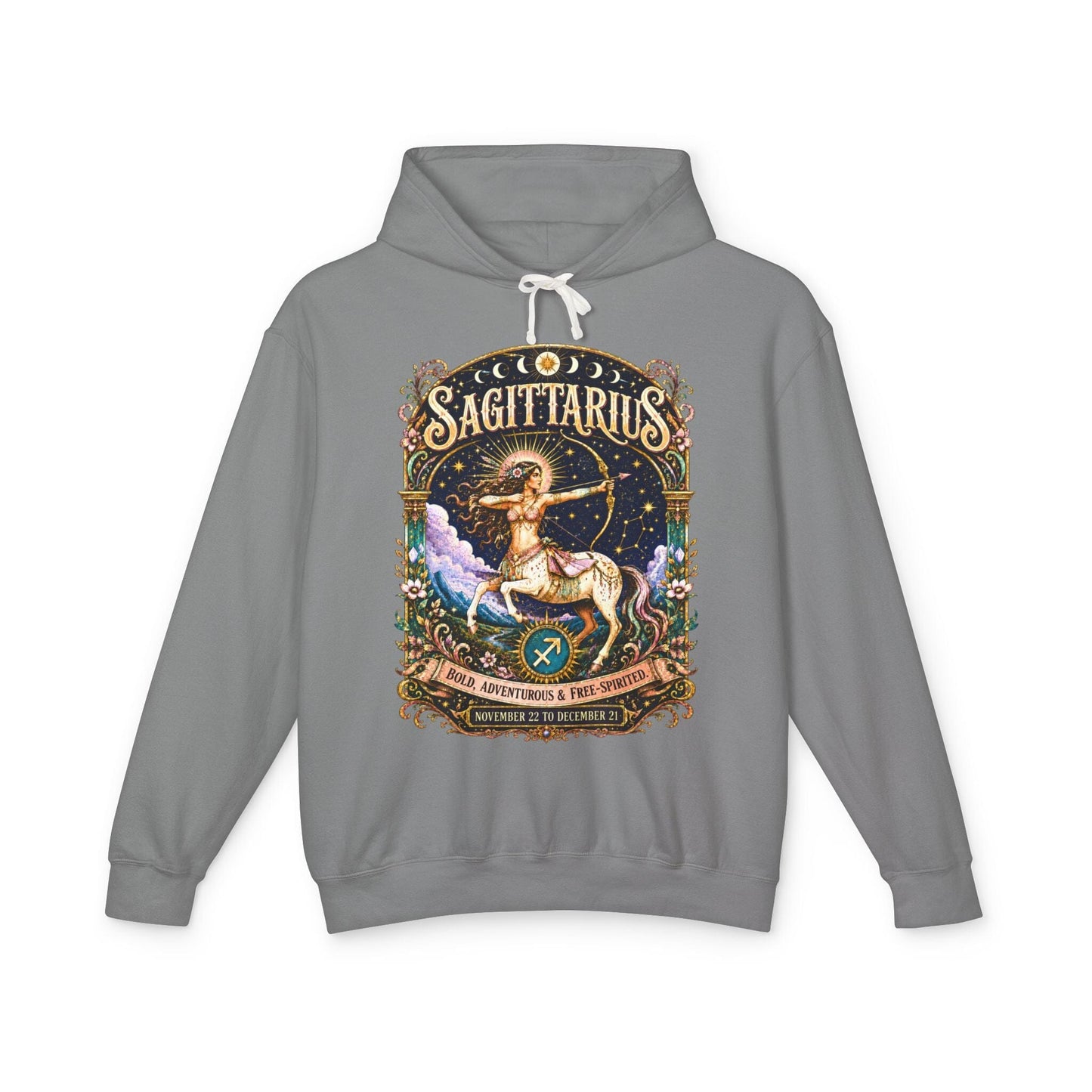 Sagittarius Zodiac Hooded Sweatshirt – Enchanted Archer Artwork