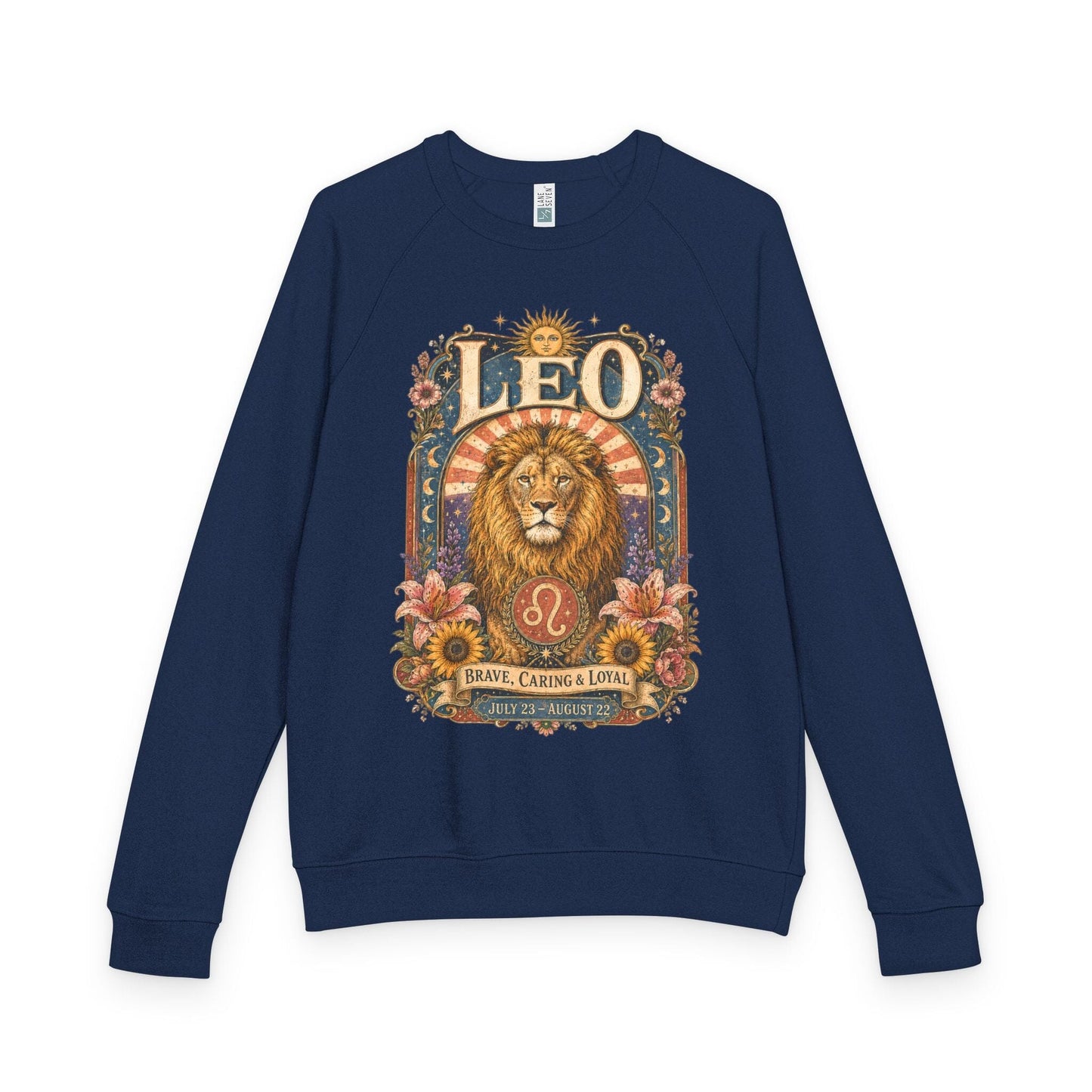 Leo Zodiac Raglan Sweatshirt – Ethereal Lion Artwork