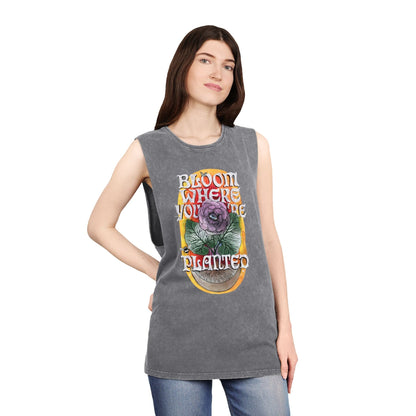 Bloom Where You Are Planted - Unisex Stonewash Tank Top