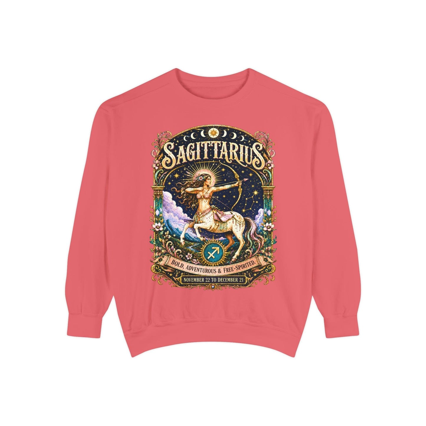 Sagittarius Zodiac Garment-Dyed Sweatshirt – Mystic Archer Artwork