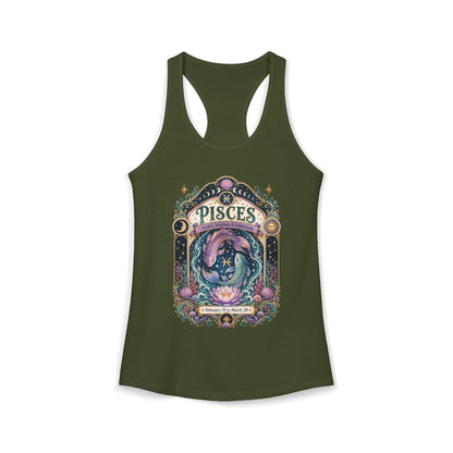 Pisces Zodiac Women's Racerback Tank – Ornate Fish Artwork