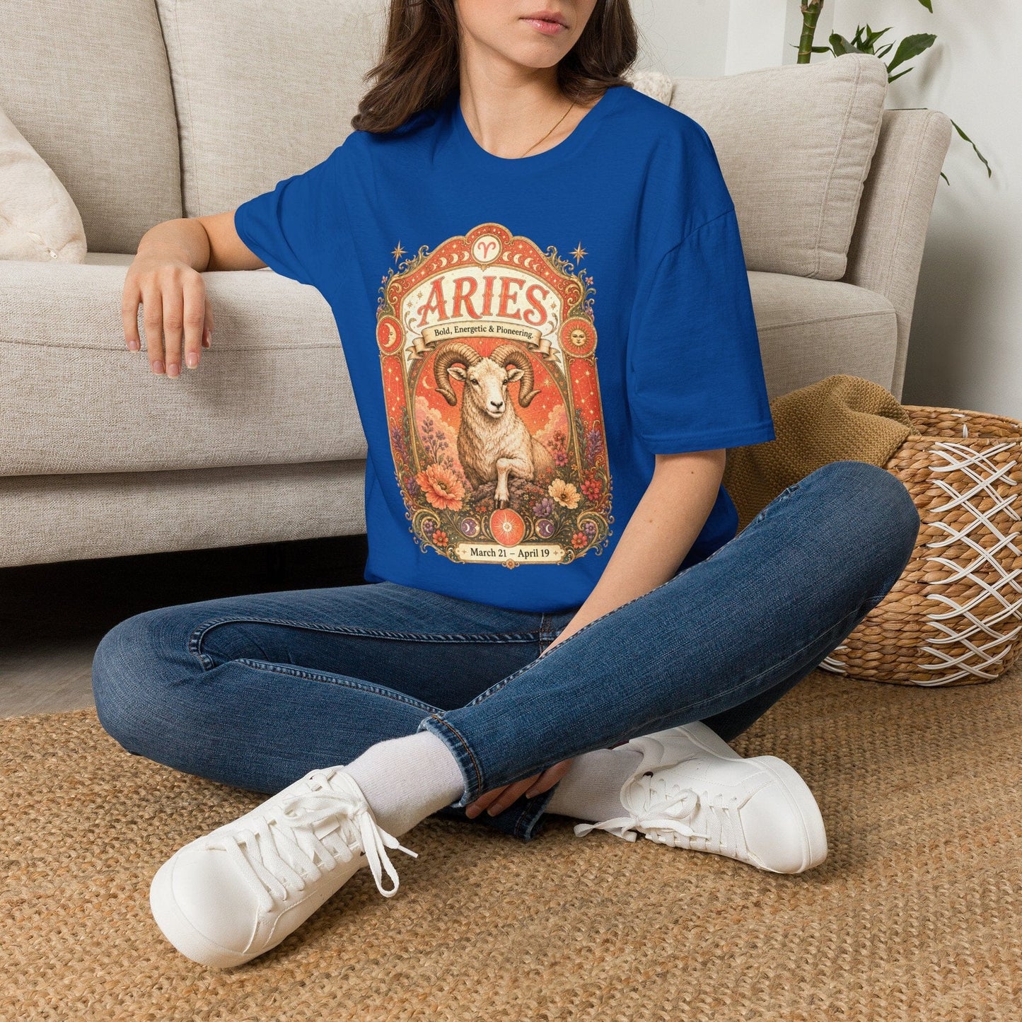 Aries Zodiac Softstyle T-Shirt – Celestial Ram Artwork
