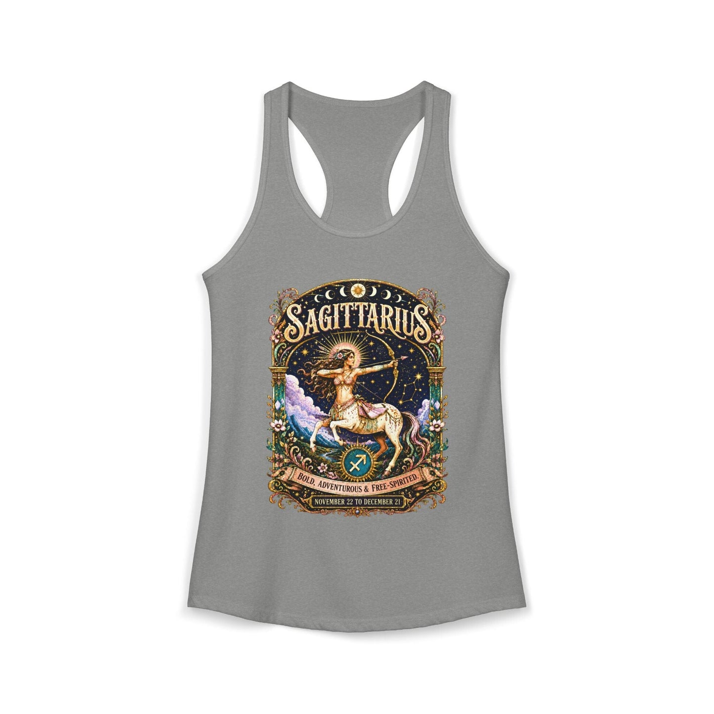 Sagittarius Zodiac Women's Racerback Tank – Ornate Archer Artwork