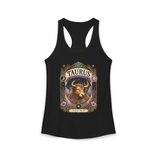 Taurus Zodiac Women's Racerback Tank – Ornate Bull Artwork