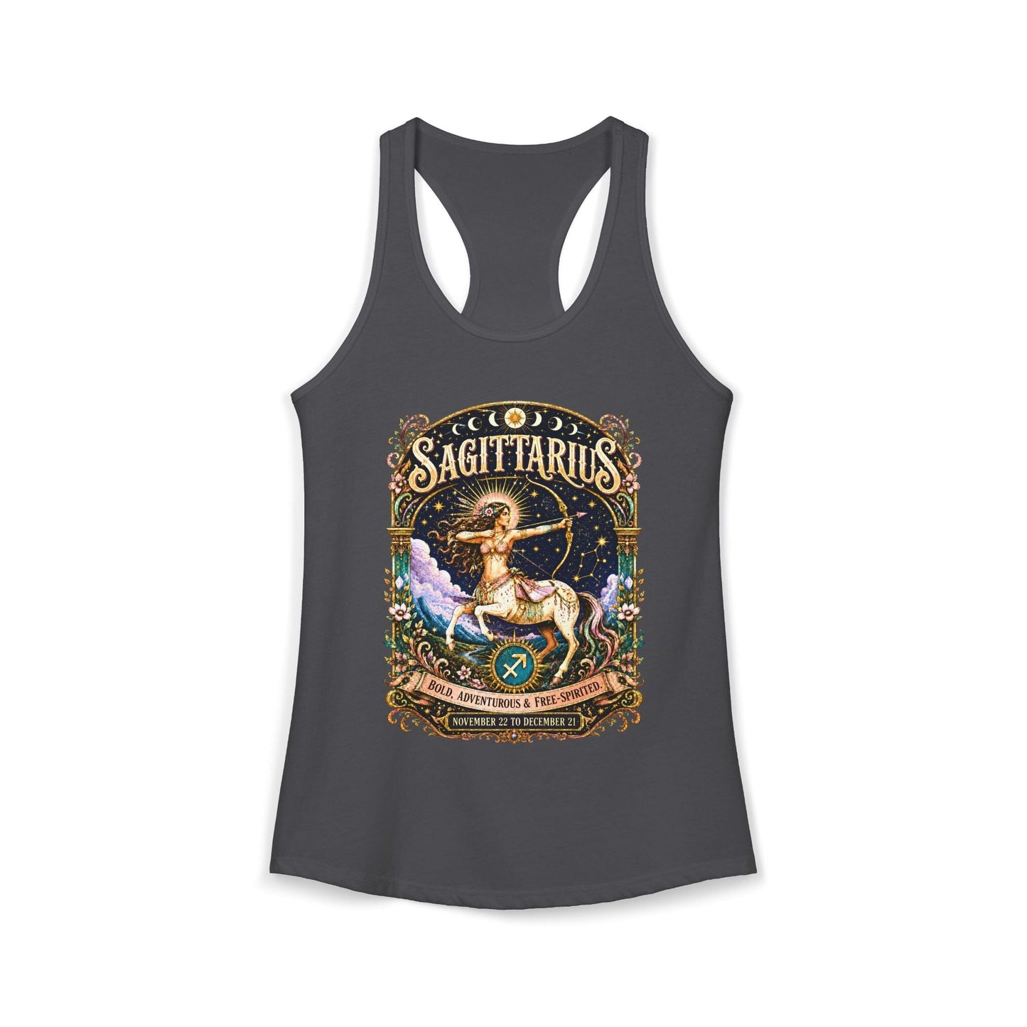 Sagittarius Zodiac Women's Racerback Tank – Ornate Archer Artwork