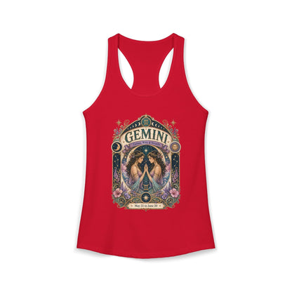 Gemini Zodiac Women's Racerback Tank – Ornate Twins Artwork