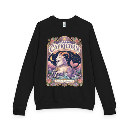 Capricorn Zodiac Raglan Sweatshirt – Ethereal Sea Goat Artwork
