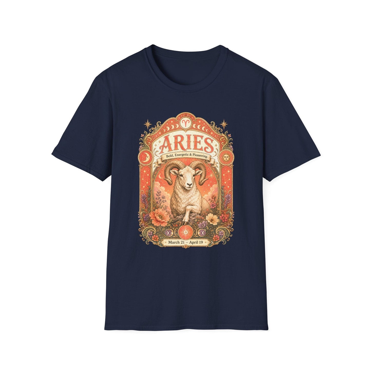 Aries Zodiac Softstyle T-Shirt – Celestial Ram Artwork