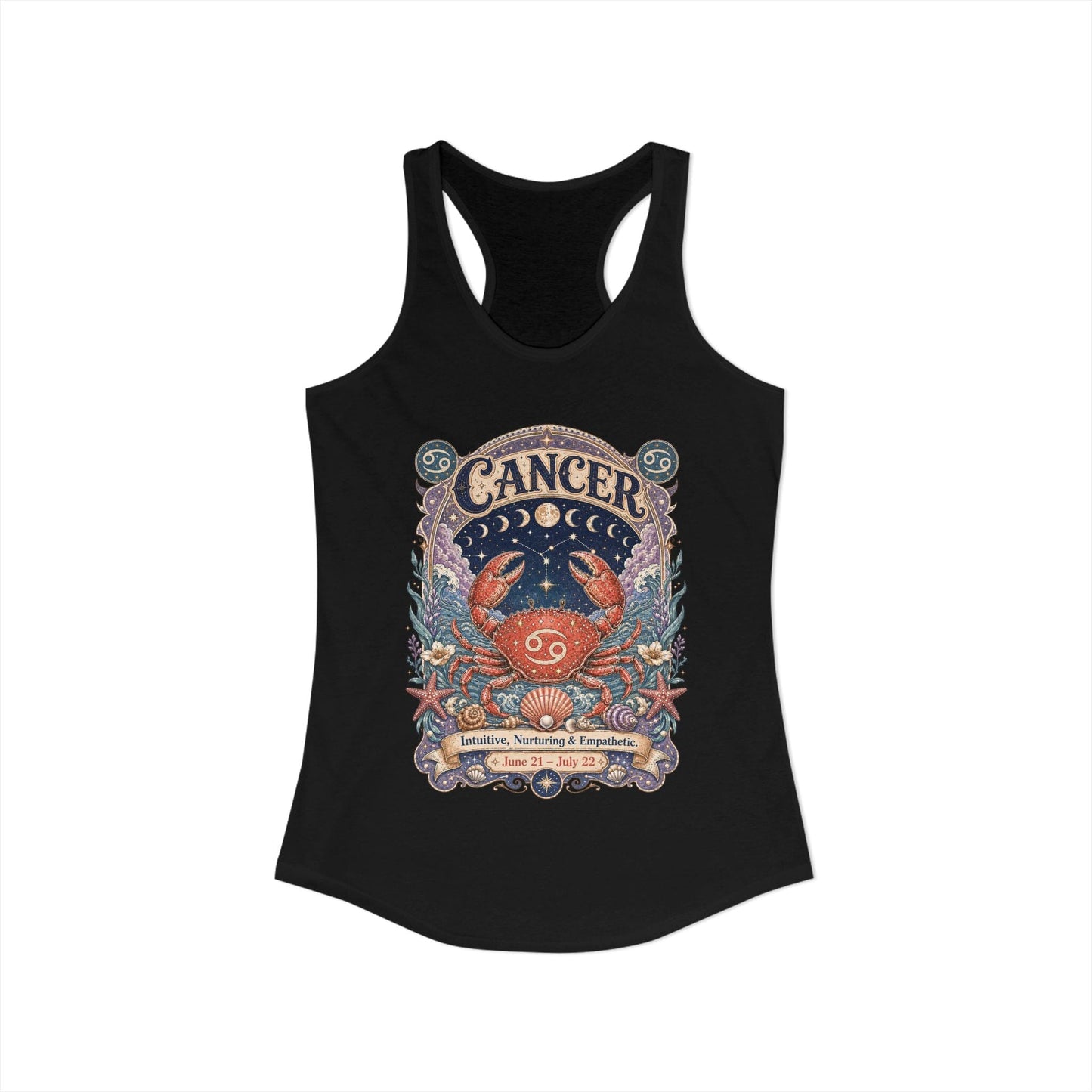 Cancer Zodiac Women's Racerback Tank – Ornate Crab Artwork